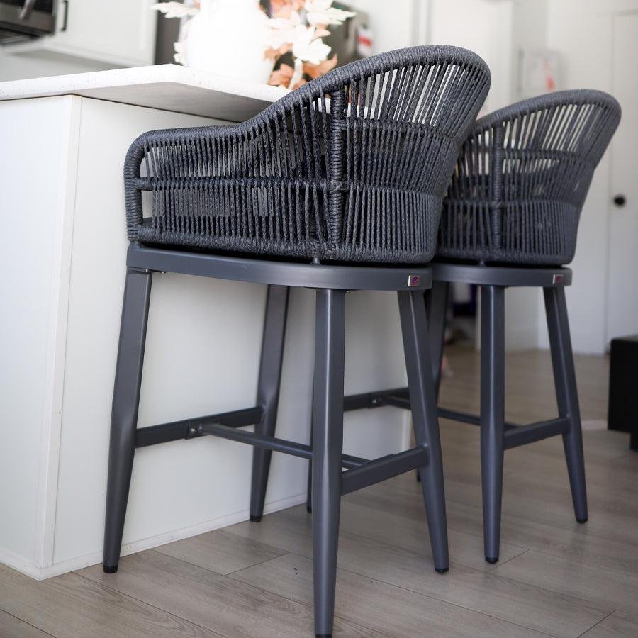 Outdoor Bar Stools Rattan Bar Stools Counter Stools with Back and Cushions  for Patio, Garden, Kitchen - Image 6