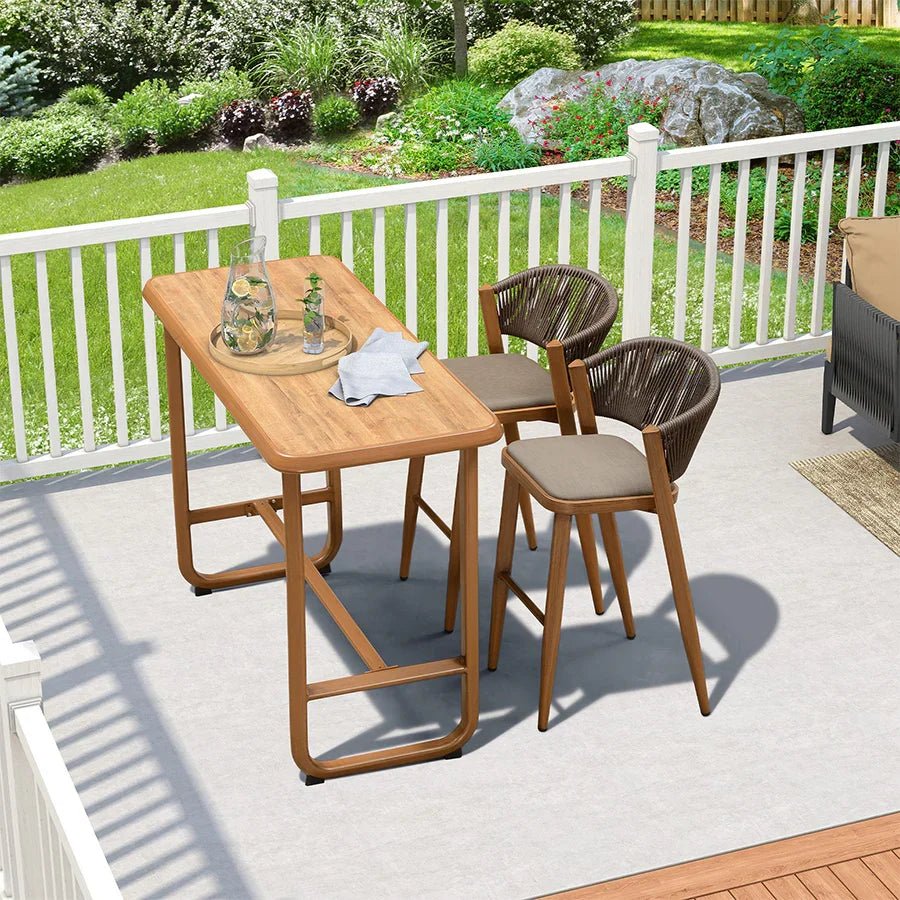 Bar Stool Rattan Bar Stools Counter Stools with Back Metal Bar Height Stool Outdoor Bar Chair for Garden Kitchen - Image 9