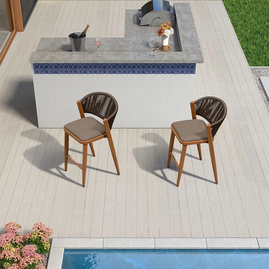 Bar Stool Rattan Bar Stools Counter Stools with Back Metal Bar Height Stool Outdoor Bar Chair for Garden Kitchen - Image 14