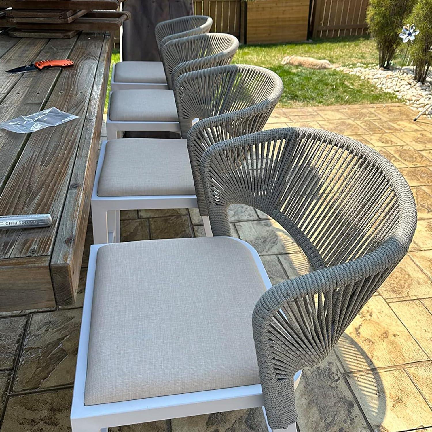 Bar Stool Rattan Bar Stools Counter Stools with Back Metal Bar Height Stool Outdoor Bar Chair for Garden Kitchen - Image 76