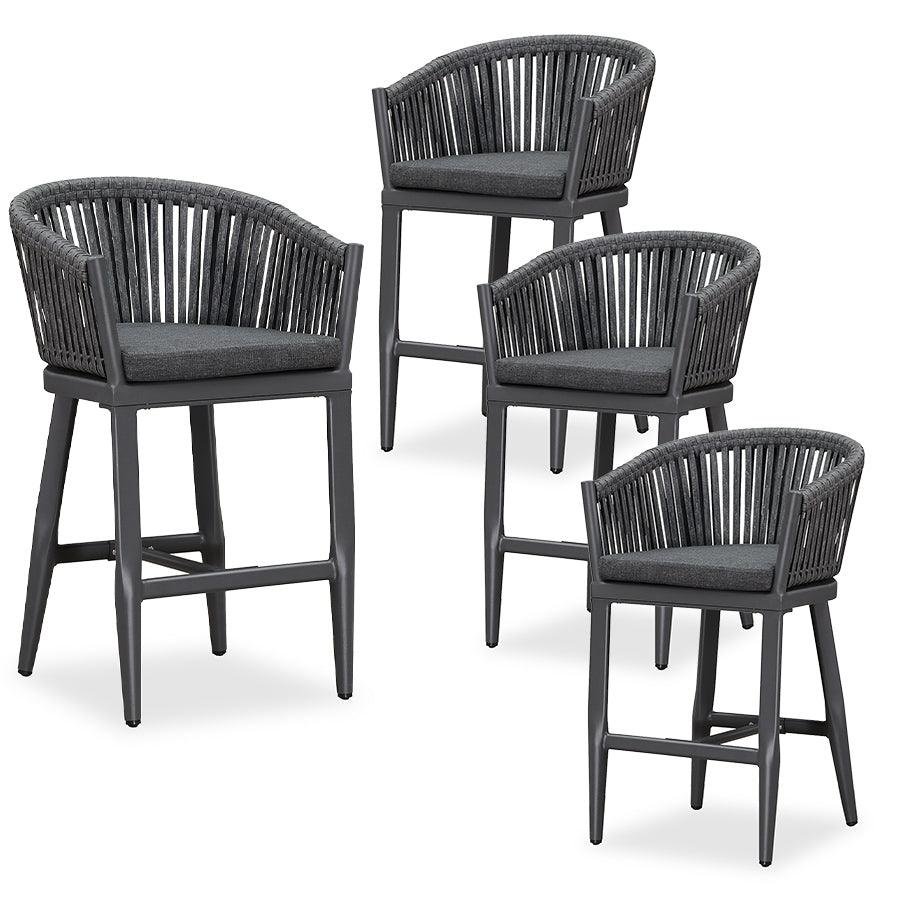 Counter Stools Bar Stools Rattan Bar Stools Wicker Bar Chairs Woven Aluminum Barstools with Back and Cushions - Image 21