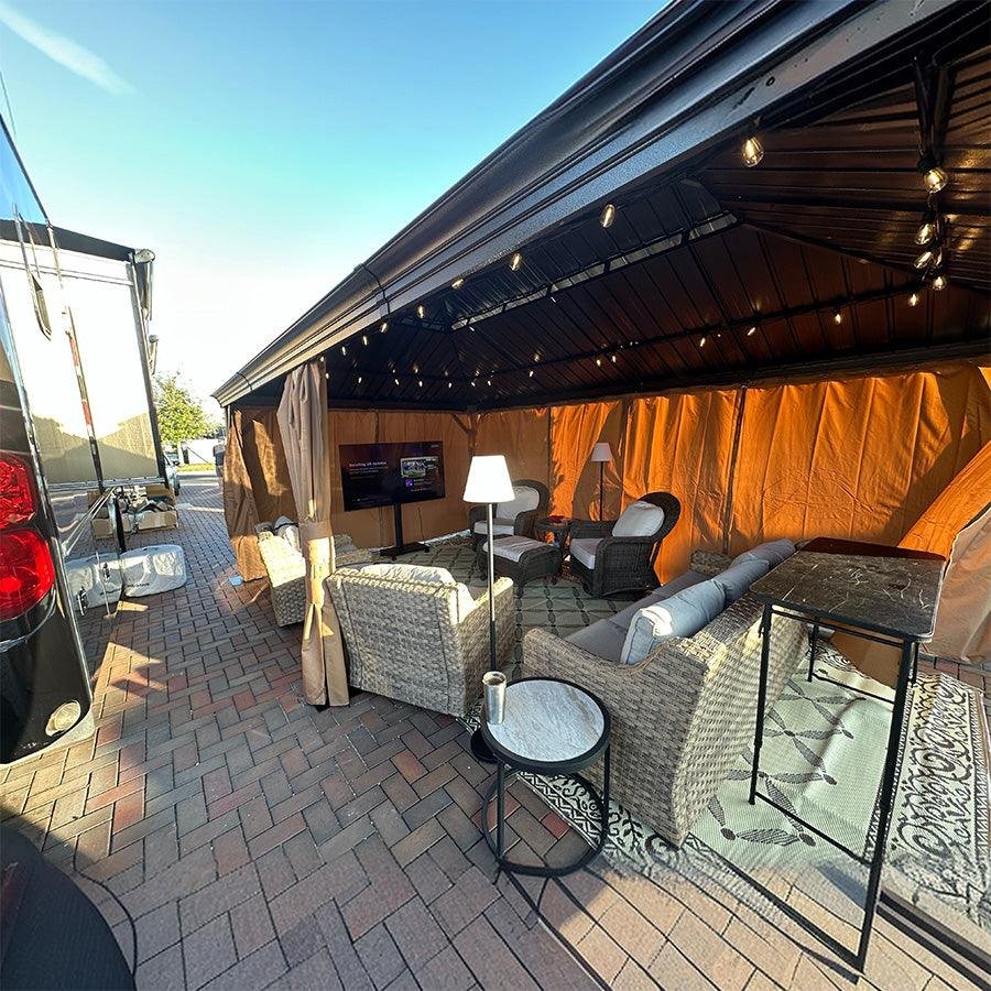 Outdoor Hardtop Gazebo for Garden Bronze Double Roof Aluminum Frame Pavilion with String Lights-clear - Image 112
