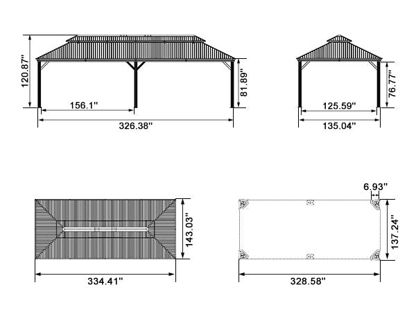 Gazebo for Backyard Grey Hardtop Galvanized Steel Roof Awning String Lights-milky - Image 122
