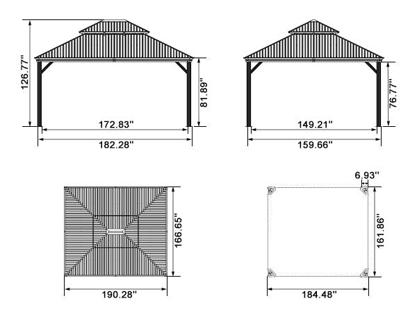 Patio Gazebo for Backyard Grey Hardtop Galvanized Steel Roof Awning with Upgrade Curtain - Image 192