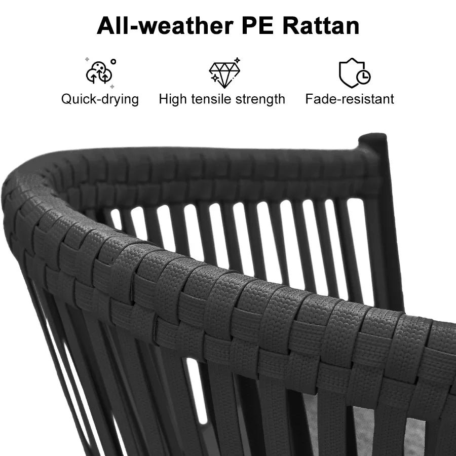 Counter Stools Bar Stools Rattan Bar Stools Wicker Bar Chairs Woven Aluminum Barstools with Back and Cushions - Image 61