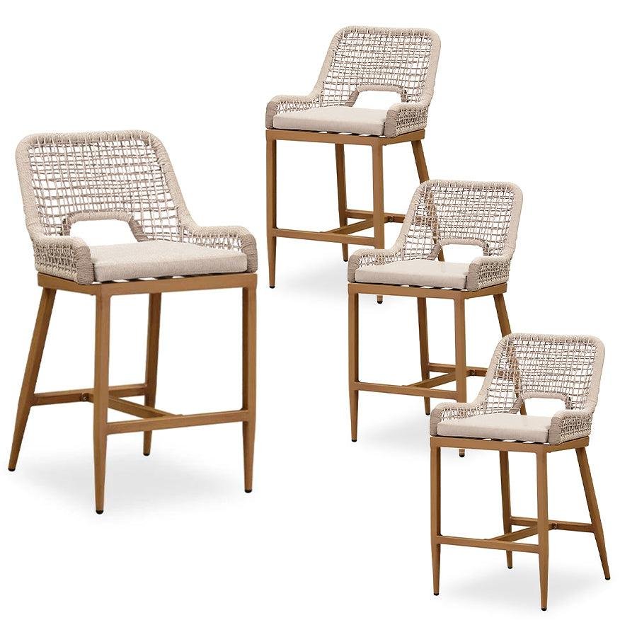 Outdoor Bar Stools Wicker Rattan Bar Stools with Back Aluminum Outside Garden Patio Bar Chairs - Image 69