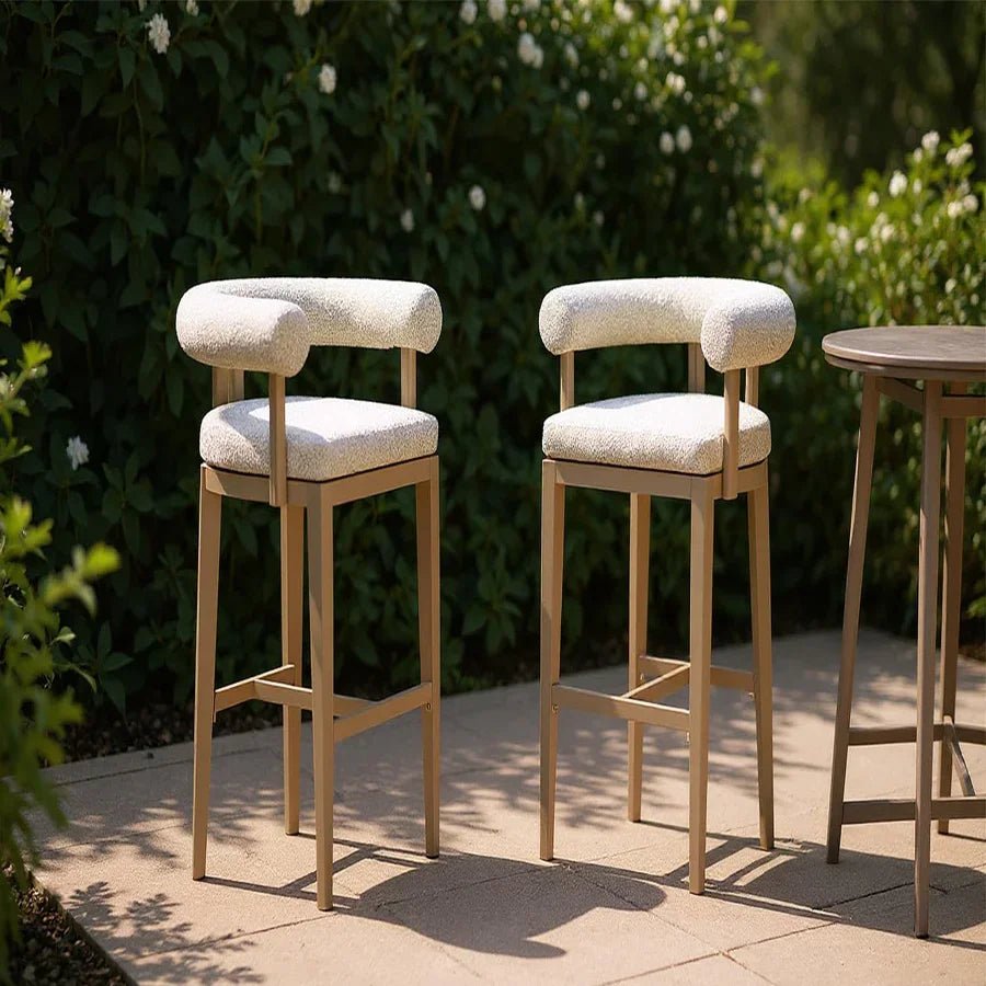 Outdoor Bar Stools Set of 2 Modern Olefin Upholstered Barstools with Back and Armrest Bar Chairs for Garden Kitchen Island - Image 18