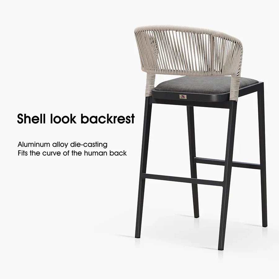 Bar Stool Rattan Bar Stools Counter Stools with Back Metal Bar Height Stool Outdoor Bar Chair for Garden Kitchen - Image 59