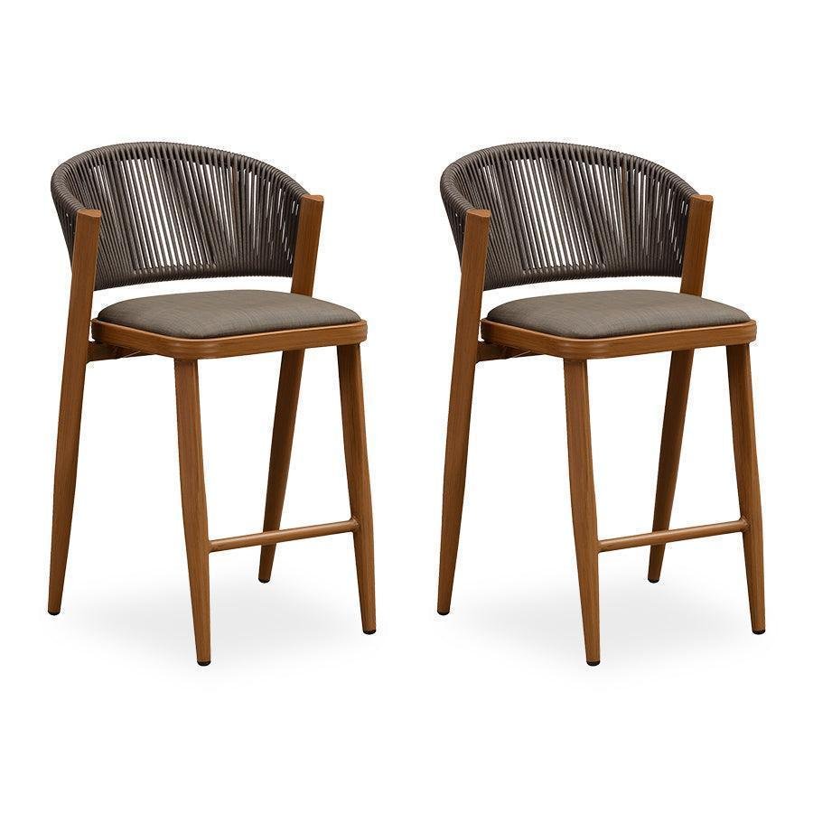 Bar Stool Rattan Bar Stools Counter Stools with Back Metal Bar Height Stool Outdoor Bar Chair for Garden Kitchen - Image 3