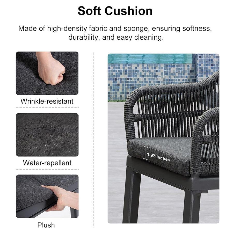 Outdoor Bar Stools Rattan Bar Stools Counter Stools with Back and Cushions  for Patio, Garden, Kitchen - Image 21