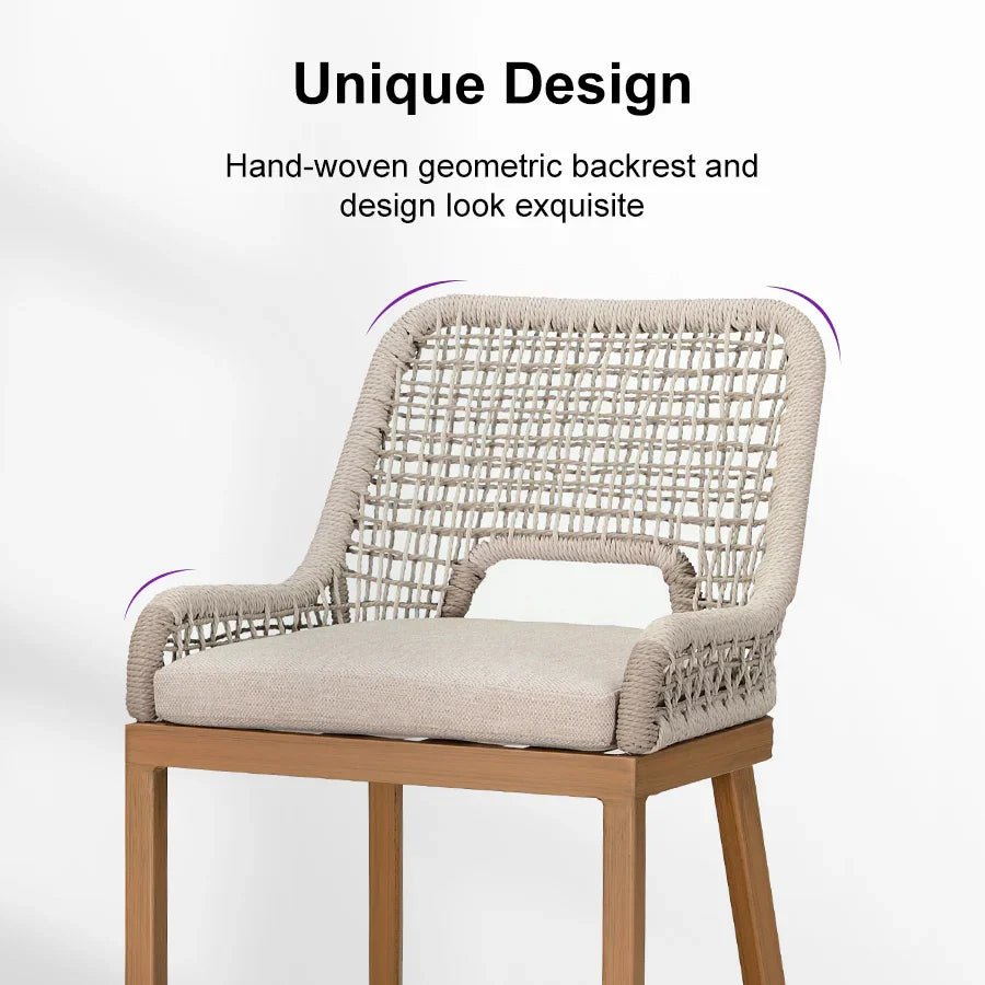 Outdoor Bar Stools Wicker Rattan Bar Stools with Back Aluminum Outside Garden Patio Bar Chairs - Image 74