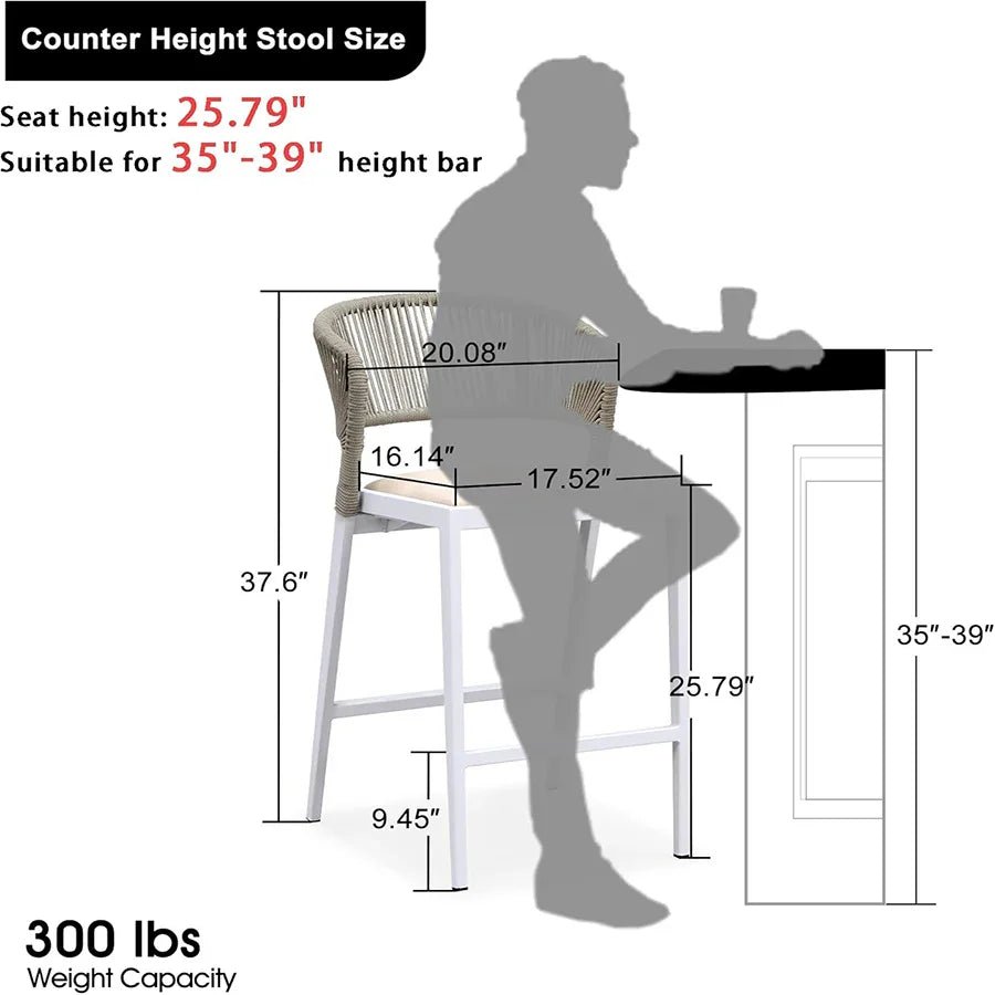 Bar Stool Rattan Bar Stools Counter Stools with Back Metal Bar Height Stool Outdoor Bar Chair for Garden Kitchen - Image 35