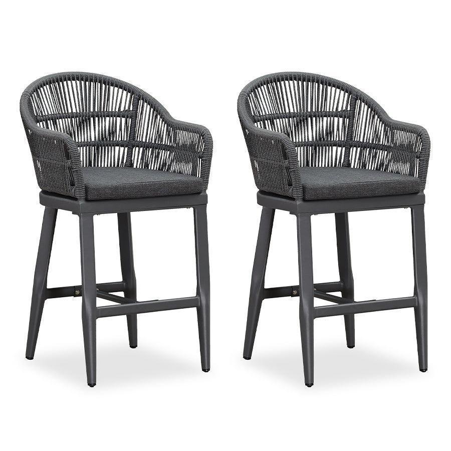 Outdoor Bar Stools Rattan Bar Stools Counter Stools with Back and Cushions  for Patio, Garden, Kitchen - Image 16