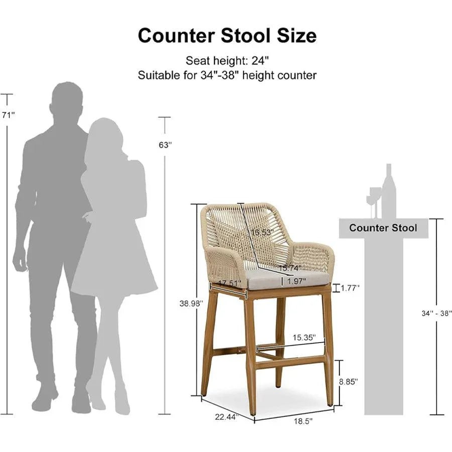 Modern Bar Stools Aluminum Bar Stool with Cushion for Indoor and Outdoor, Kitchen Island - Image 14