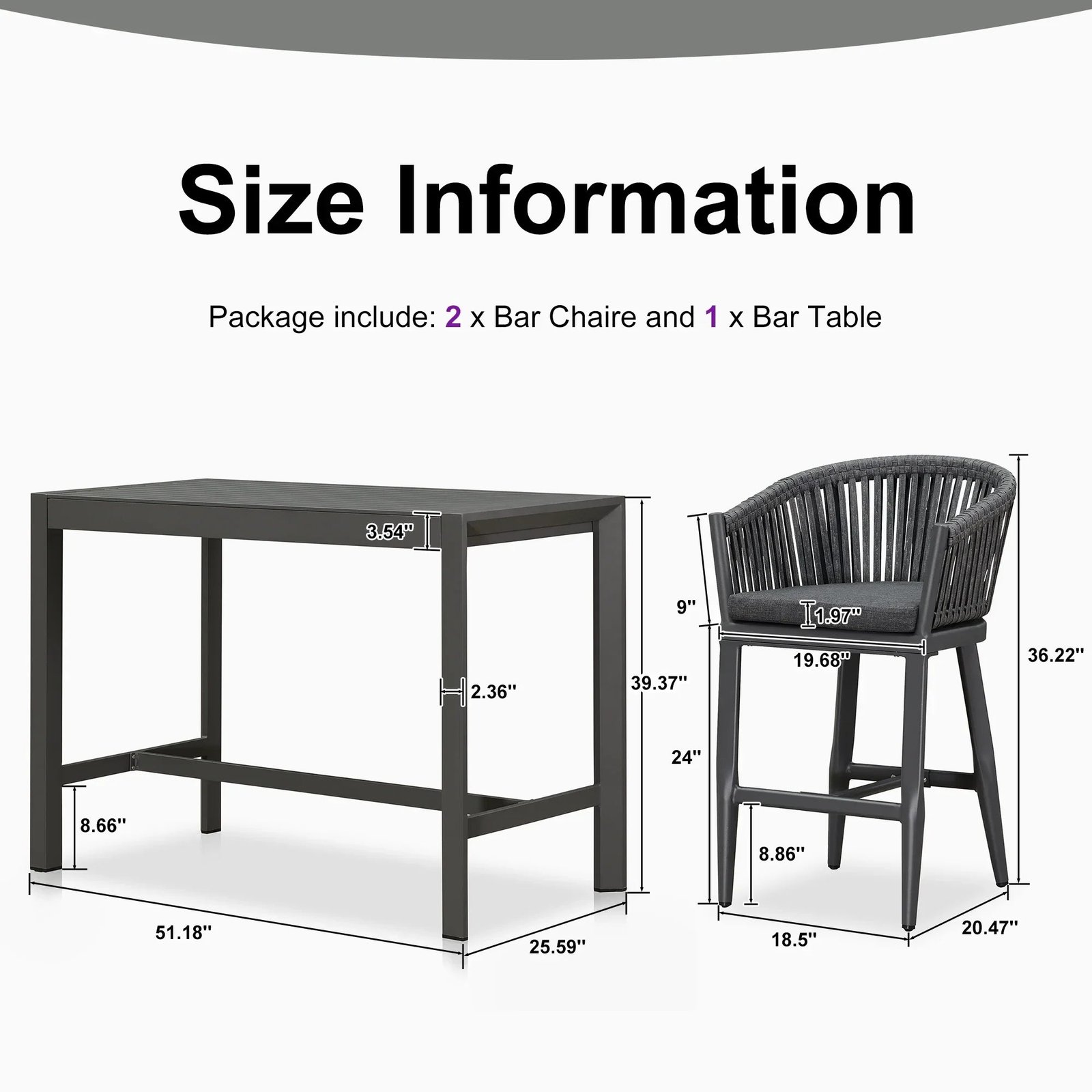 Counter Stools Bar Stools Rattan Bar Stools Wicker Bar Chairs Woven Aluminum Barstools with Back and Cushions - Image 109