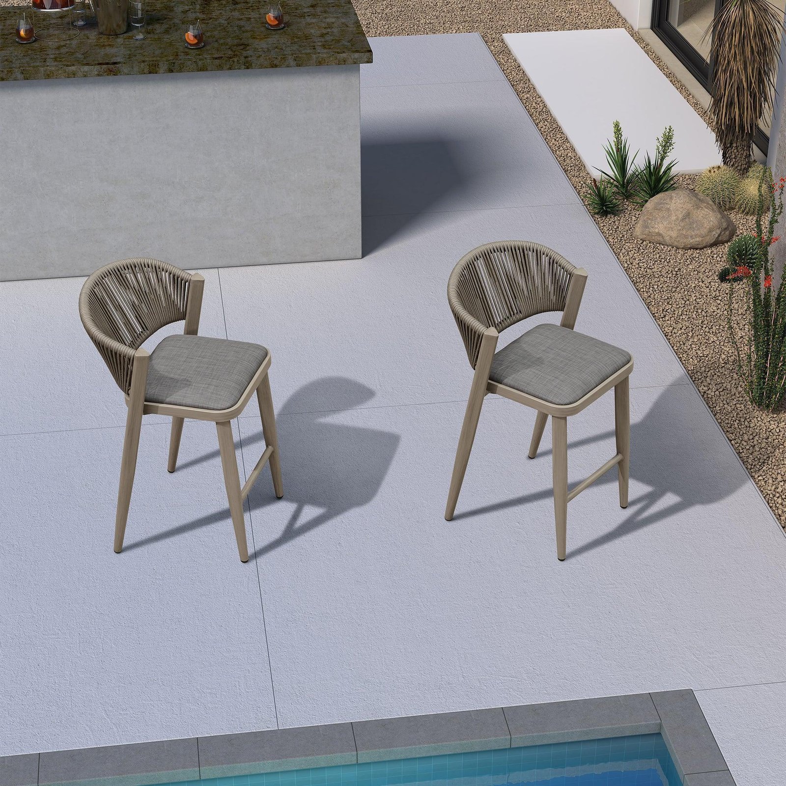Bar Stool Rattan Bar Stools Counter Stools with Back Metal Bar Height Stool Outdoor Bar Chair for Garden Kitchen - Image 11