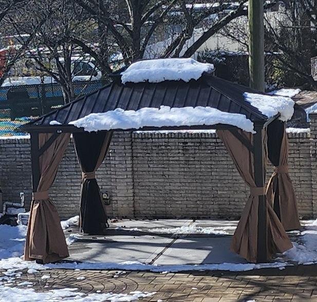 Outdoor Hardtop Gazebo for Garden Bronze Double Roof Aluminum Frame Pavilion - Image 103