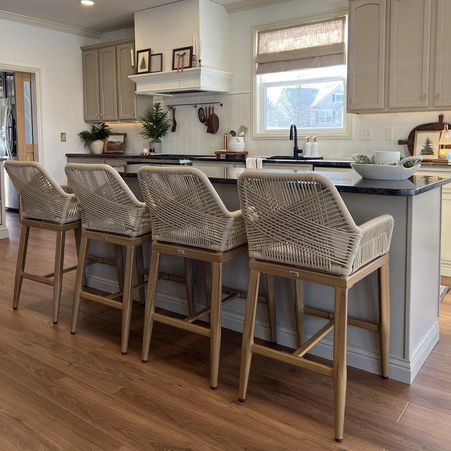 Modern Bar Stools Aluminum Bar Stool with Cushion for Indoor and Outdoor, Kitchen Island - Image 20