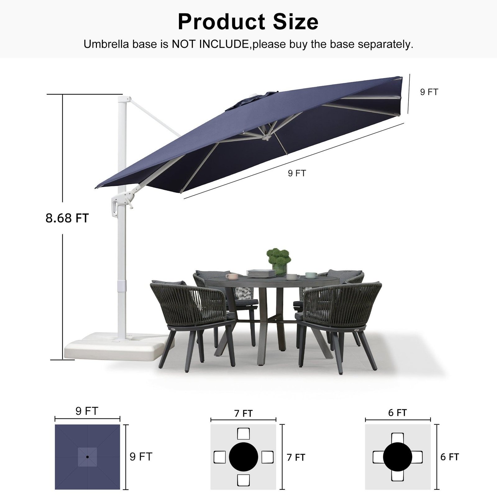 Morden White Outdoor Umbrella Premium Aluminum Patio Cantilever Pool Sun Umbrellas - Image 166