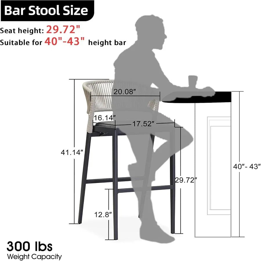 Bar Stool Rattan Bar Stools Counter Stools with Back Metal Bar Height Stool Outdoor Bar Chair for Garden Kitchen - Image 30