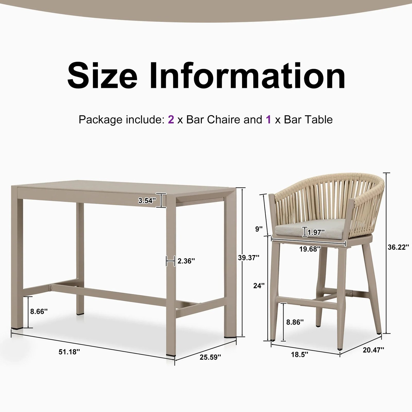 Counter Stools Bar Stools Rattan Bar Stools Wicker Bar Chairs Woven Aluminum Barstools with Back and Cushions - Image 110