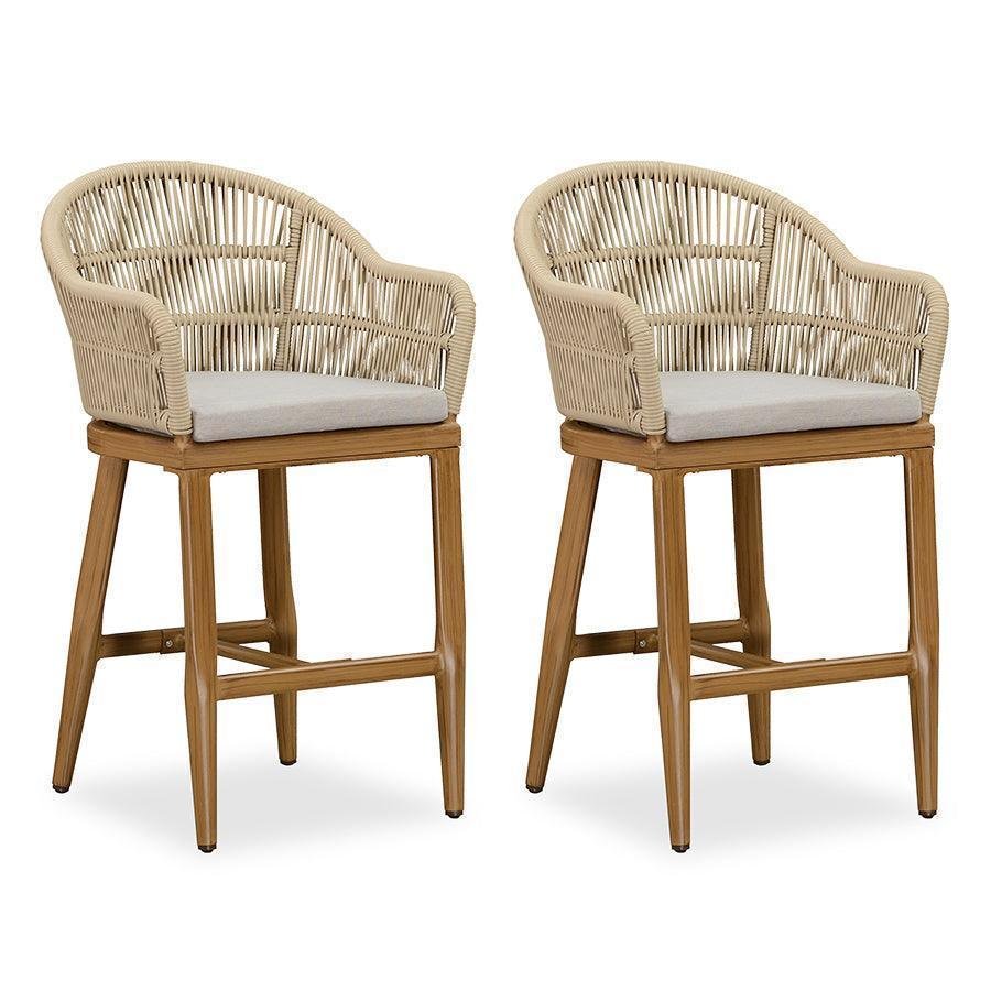 Outdoor Bar Stools Rattan Bar Stools Counter Stools with Back and Cushions  for Patio, Garden, Kitchen - Image 7