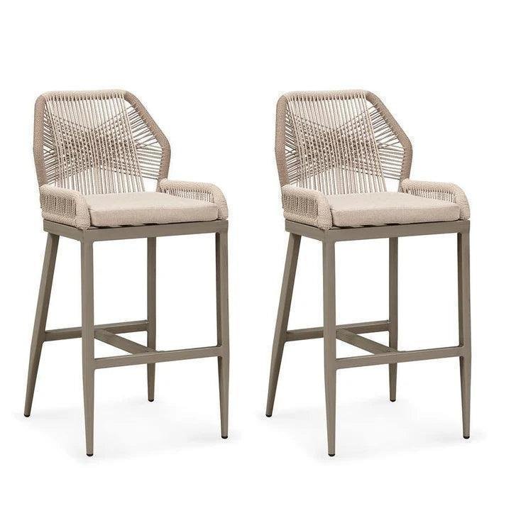 Outdoor Bar Stools Wicker Rattan Bar Stools with Back Aluminum Outside Garden Patio Bar Chairs - Image 21