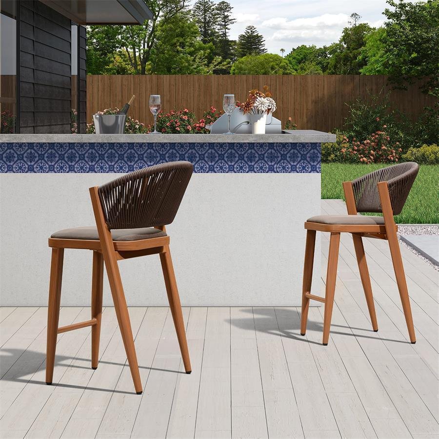 Bar Stool Rattan Bar Stools Counter Stools with Back Metal Bar Height Stool Outdoor Bar Chair for Garden Kitchen - Image 17