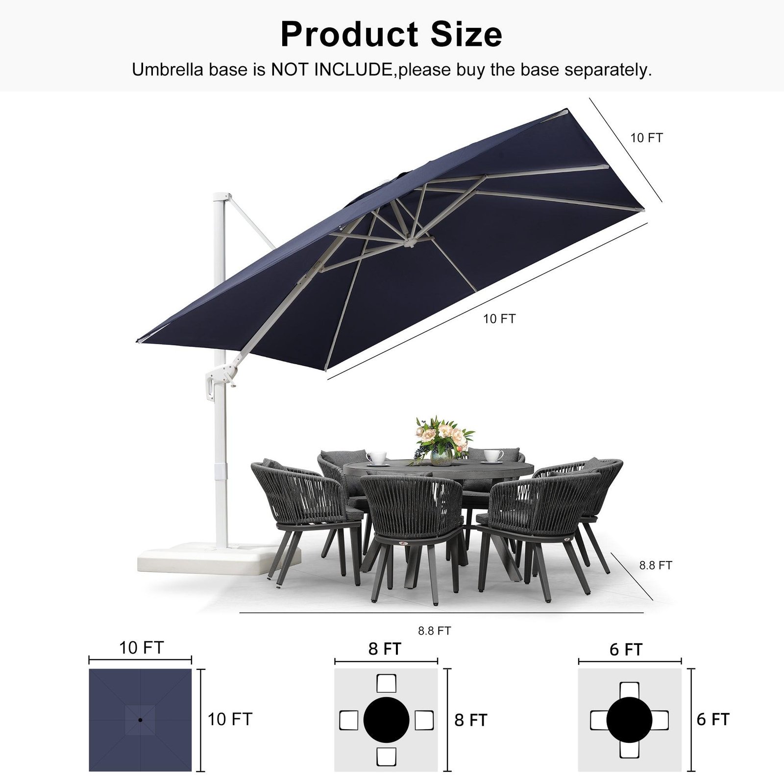 Morden White Outdoor Umbrella Premium Aluminum Patio Cantilever Pool Sun Umbrellas - Image 175