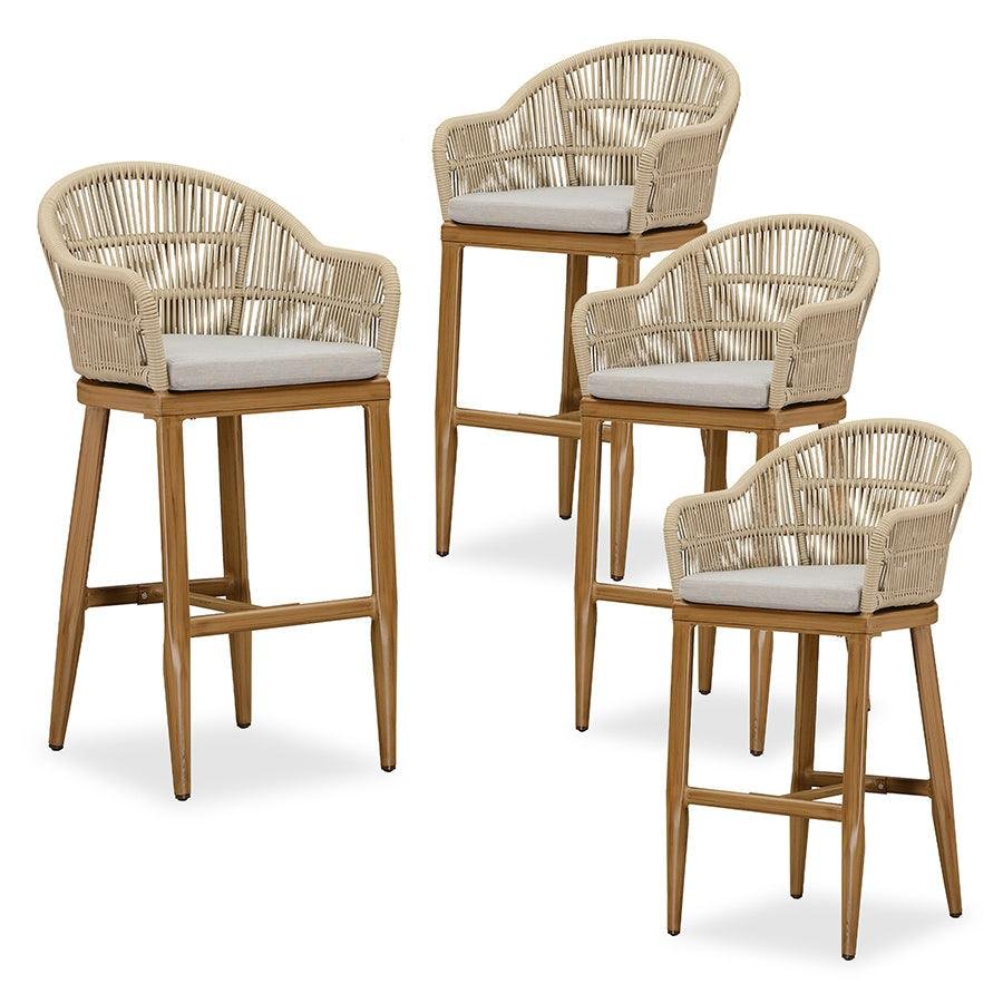 Outdoor Bar Stools Rattan Bar Stools Counter Stools with Back and Cushions  for Patio, Garden, Kitchen - Image 25