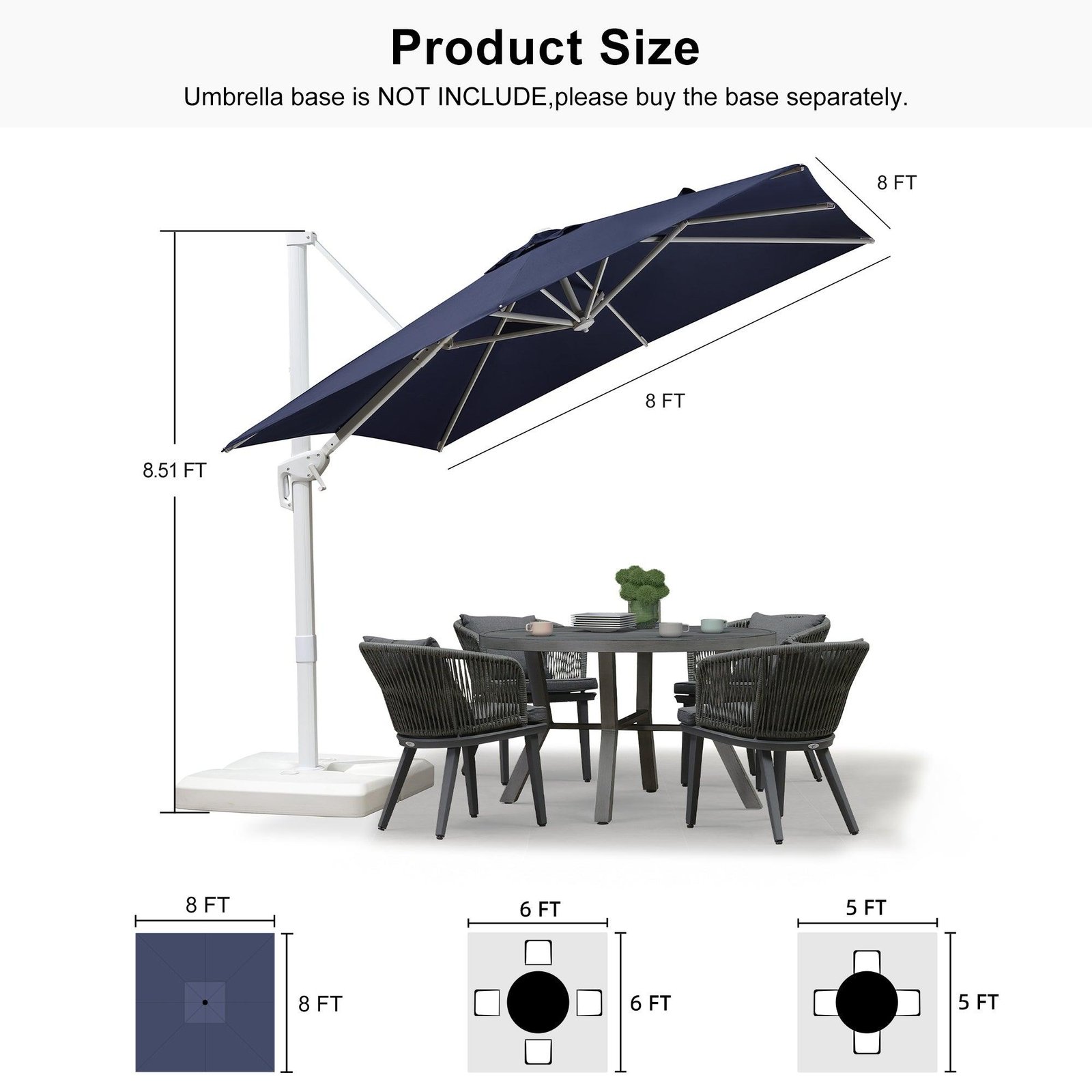 Morden White Outdoor Umbrella Premium Aluminum Patio Cantilever Pool Sun Umbrellas - Image 148