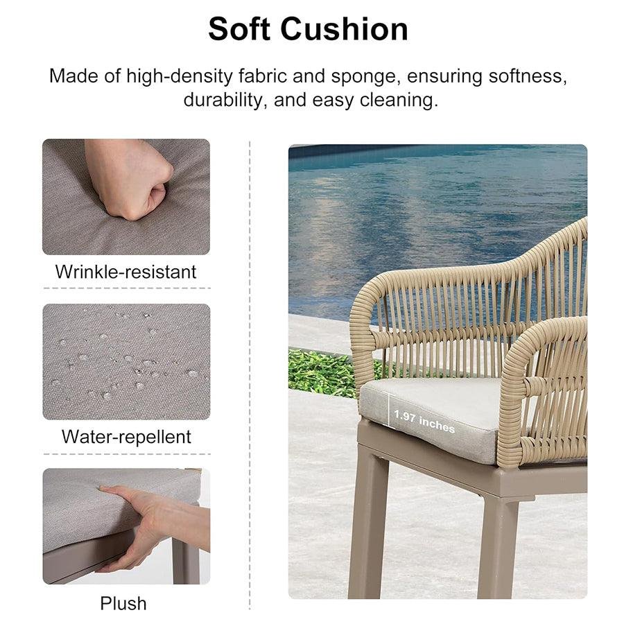 Outdoor Bar Stools Rattan Bar Stools Counter Stools with Back and Cushions  for Patio, Garden, Kitchen - Image 22