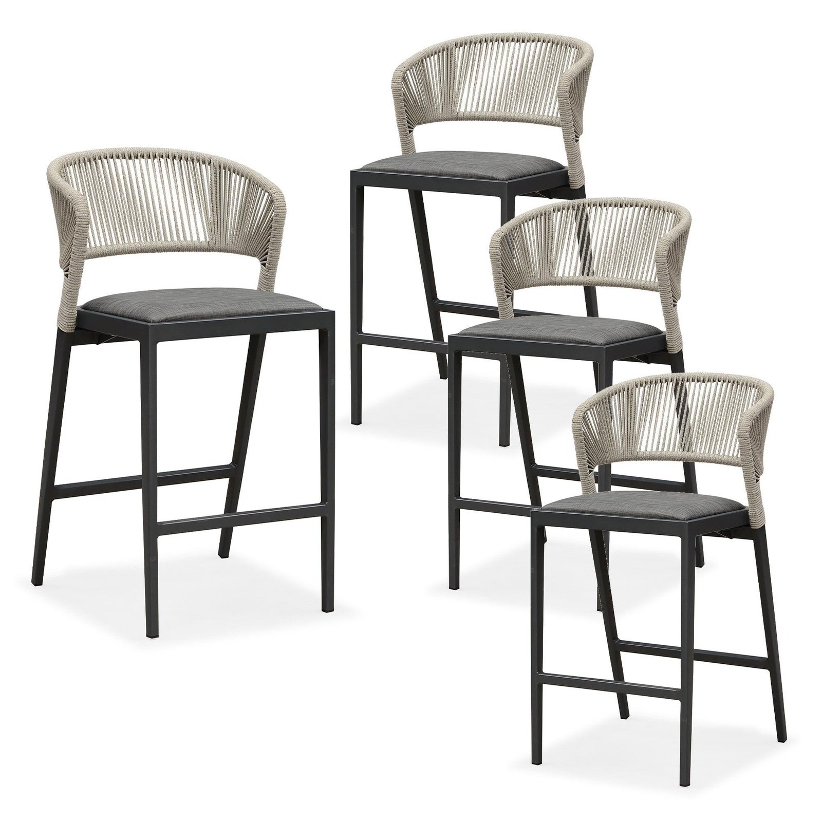 Bar Stool Rattan Bar Stools Counter Stools with Back Metal Bar Height Stool Outdoor Bar Chair for Garden Kitchen - Image 27