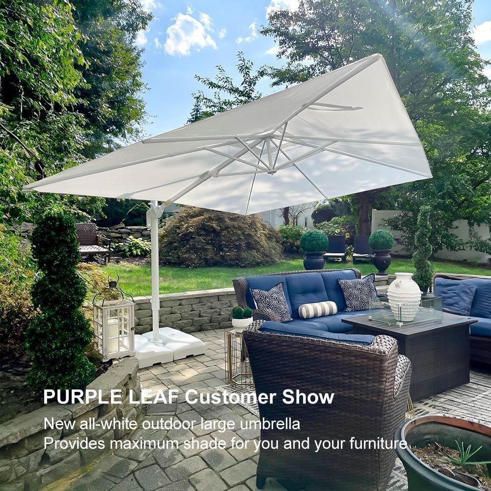 Morden White Outdoor Umbrella Premium Aluminum Patio Cantilever Pool Sun Umbrellas - Image 144