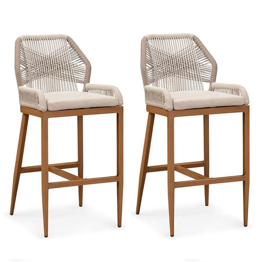 Outdoor Bar Stools Wicker Rattan Bar Stools with Back Aluminum Outside Garden Patio Bar Chairs - Image 23