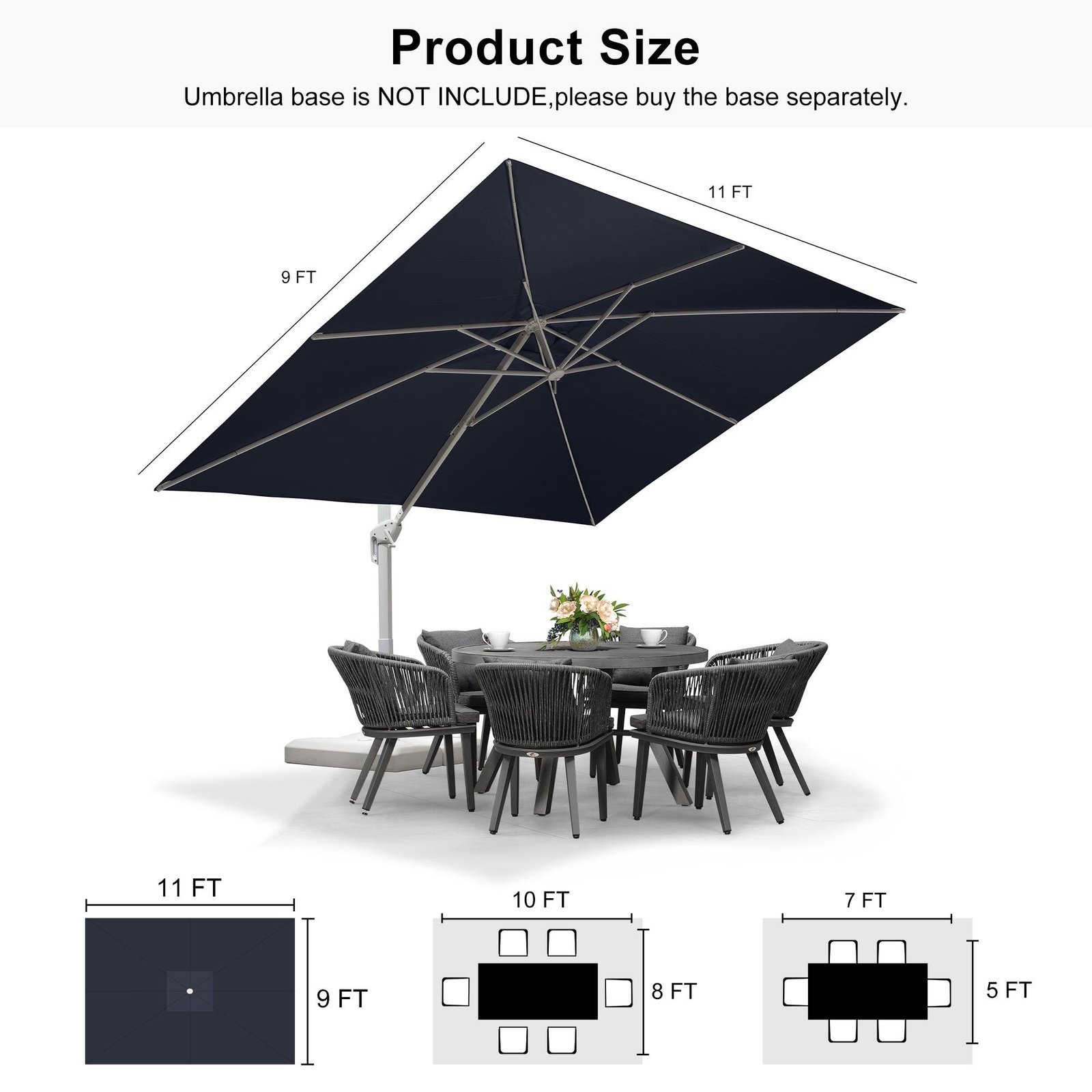 Morden White Outdoor Umbrella Premium Aluminum Patio Cantilever Pool Sun Umbrellas - Image 160