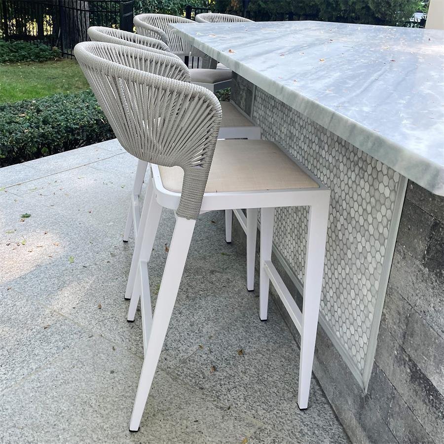 Bar Stool Rattan Bar Stools Counter Stools with Back Metal Bar Height Stool Outdoor Bar Chair for Garden Kitchen - Image 75