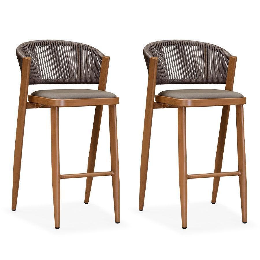 Bar Stool Rattan Bar Stools Counter Stools with Back Metal Bar Height Stool Outdoor Bar Chair for Garden Kitchen - Image 22