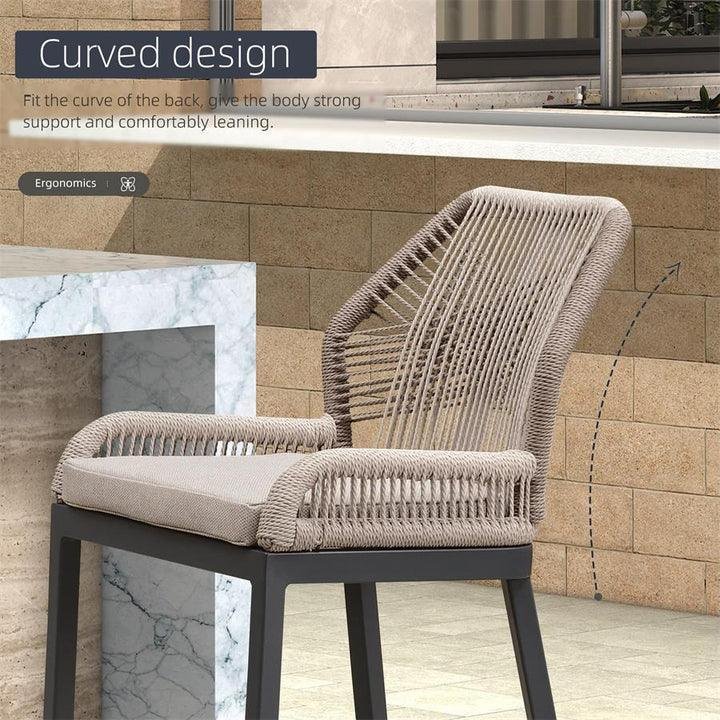 Bar Stools Set of 4 Outdoor Aluminum Barstools with Back Modern Wicker Rattan Boho Garden Pool Patio Bar Chairs - Image 33