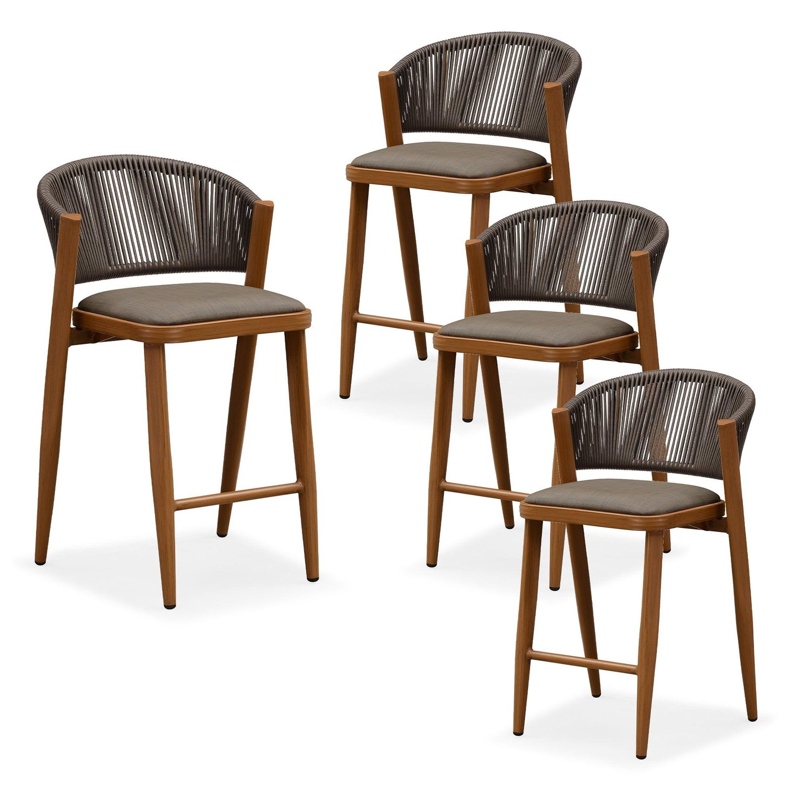Bar Stool Rattan Bar Stools Counter Stools with Back Metal Bar Height Stool Outdoor Bar Chair for Garden Kitchen - Image 26