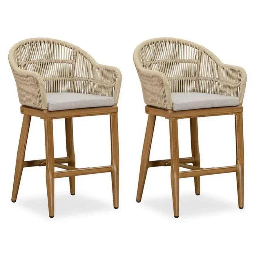 Outdoor Bar Stools Rattan Bar Stools Counter Stools with Back and Cushions  for Patio, Garden, Kitchen - Image 13