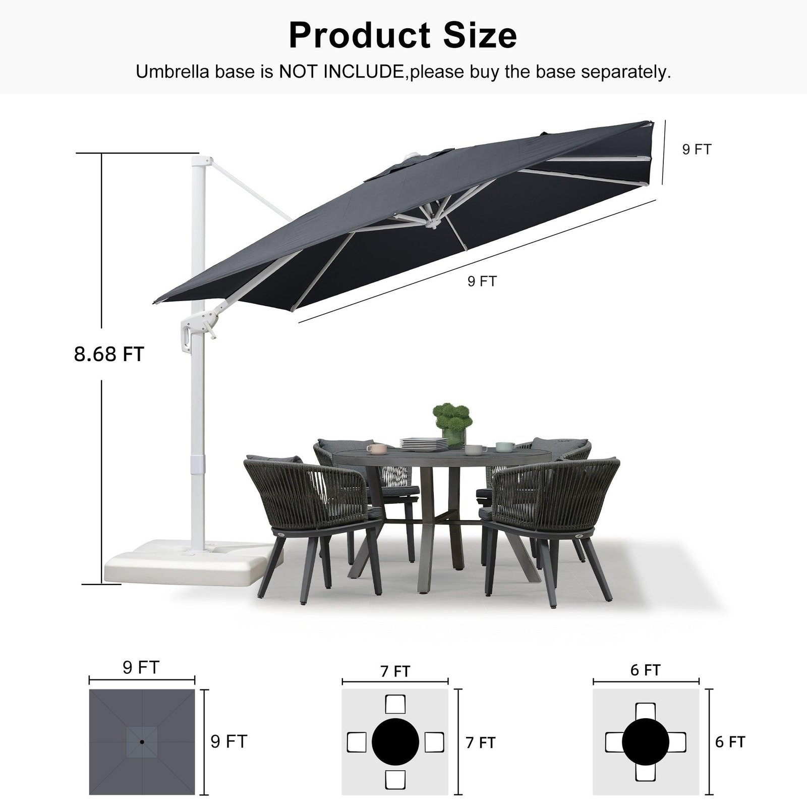 Morden White Outdoor Umbrella Premium Aluminum Patio Cantilever Pool Sun Umbrellas - Image 169