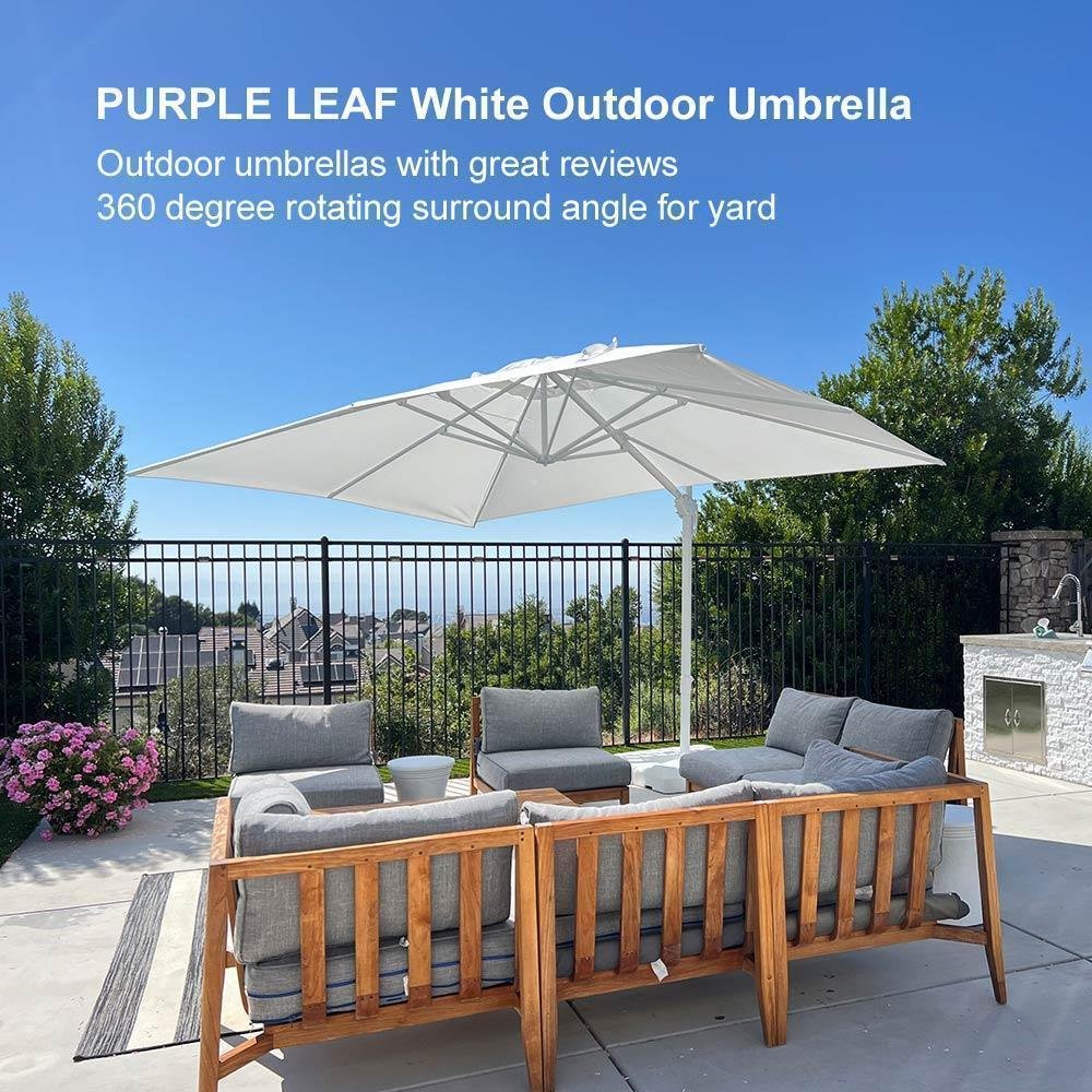 Morden White Outdoor Umbrella Premium Aluminum Patio Cantilever Pool Sun Umbrellas - Image 143