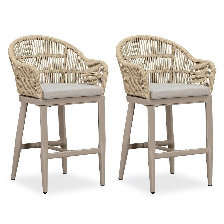 Outdoor Bar Stools Rattan Bar Stools Counter Stools with Back and Cushions  for Patio, Garden, Kitchen - Image 15