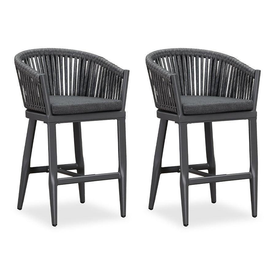 Counter Stools Bar Stools Rattan Bar Stools Wicker Bar Chairs Woven Aluminum Barstools with Back and Cushions - Image 17