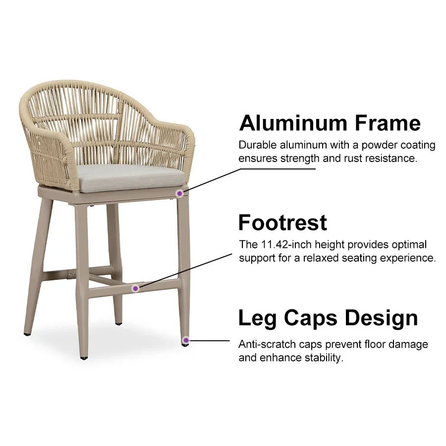 Outdoor Bar Stools Rattan Bar Stools Counter Stools with Back and Cushions  for Patio, Garden, Kitchen - Image 28