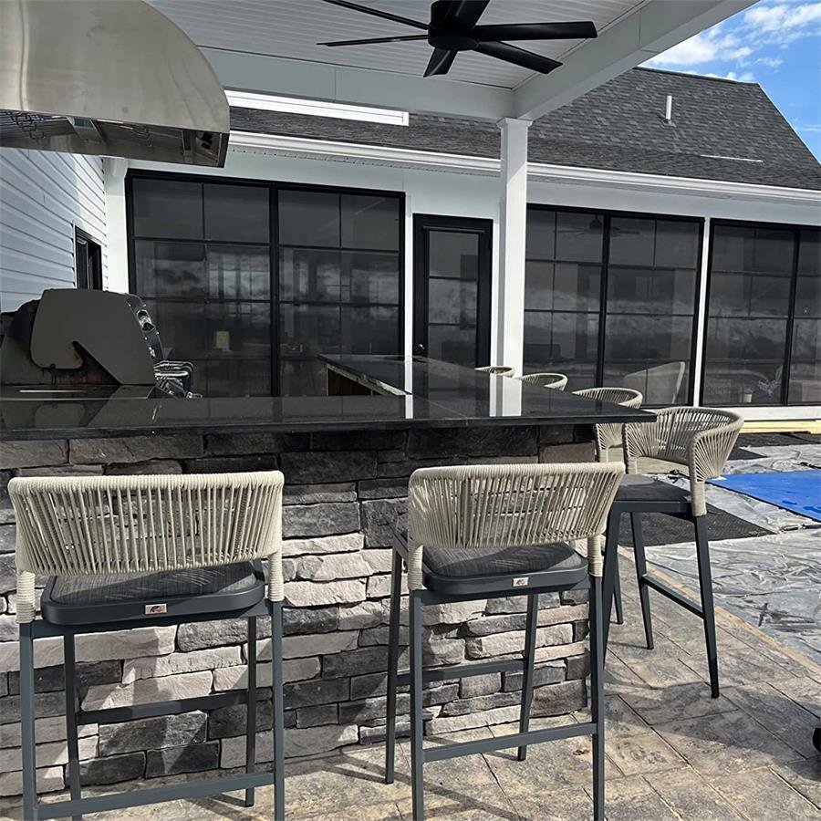 Bar Stool Rattan Bar Stools Counter Stools with Back Metal Bar Height Stool Outdoor Bar Chair for Garden Kitchen - Image 71