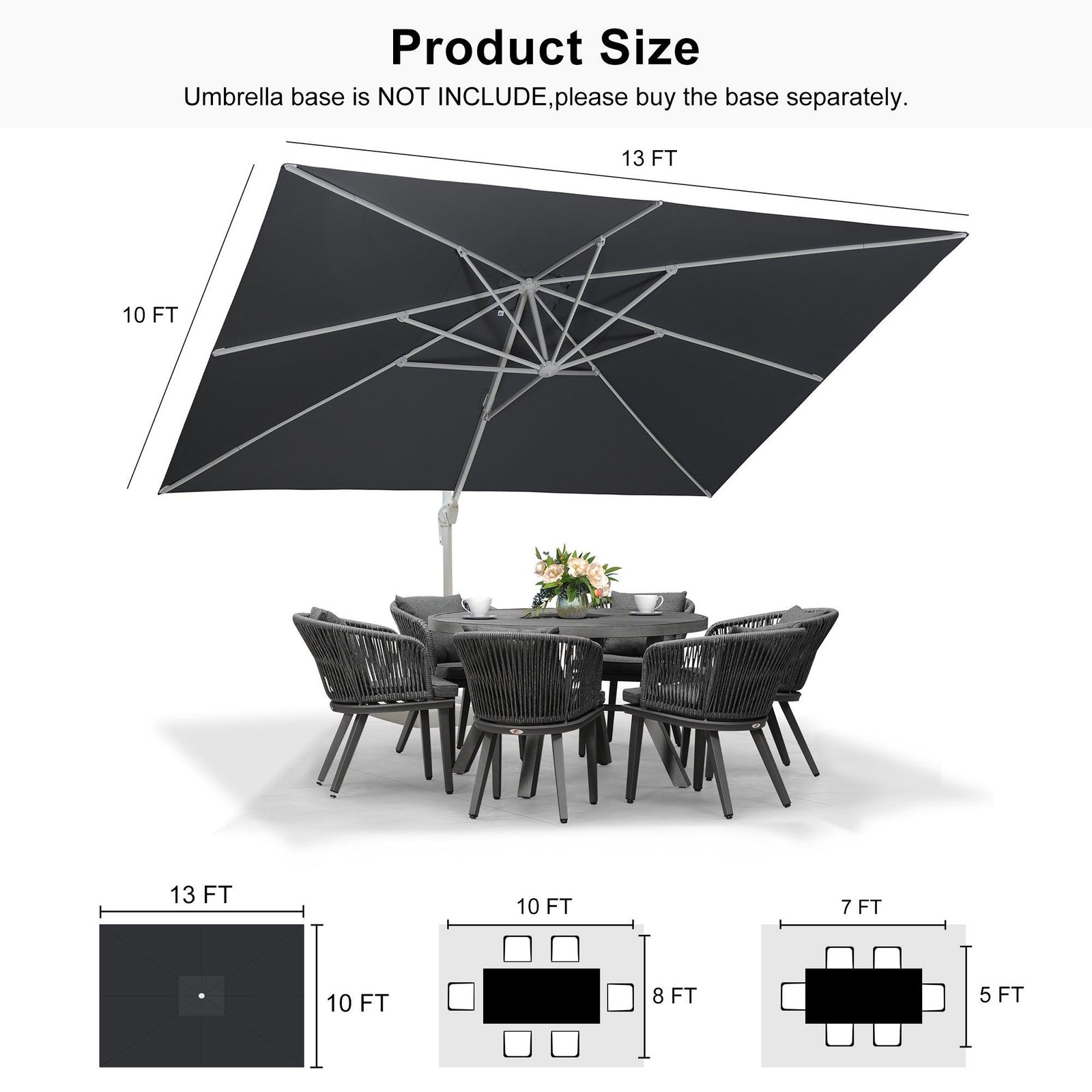 Morden White Outdoor Umbrella Premium Aluminum Patio Cantilever Pool Sun Umbrellas - Image 186