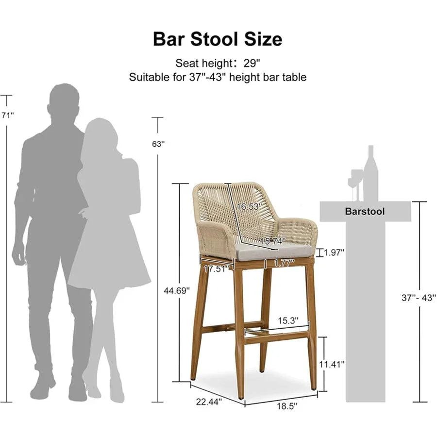 Modern Bar Stools Aluminum Bar Stool with Cushion for Indoor and Outdoor, Kitchen Island - Image 13