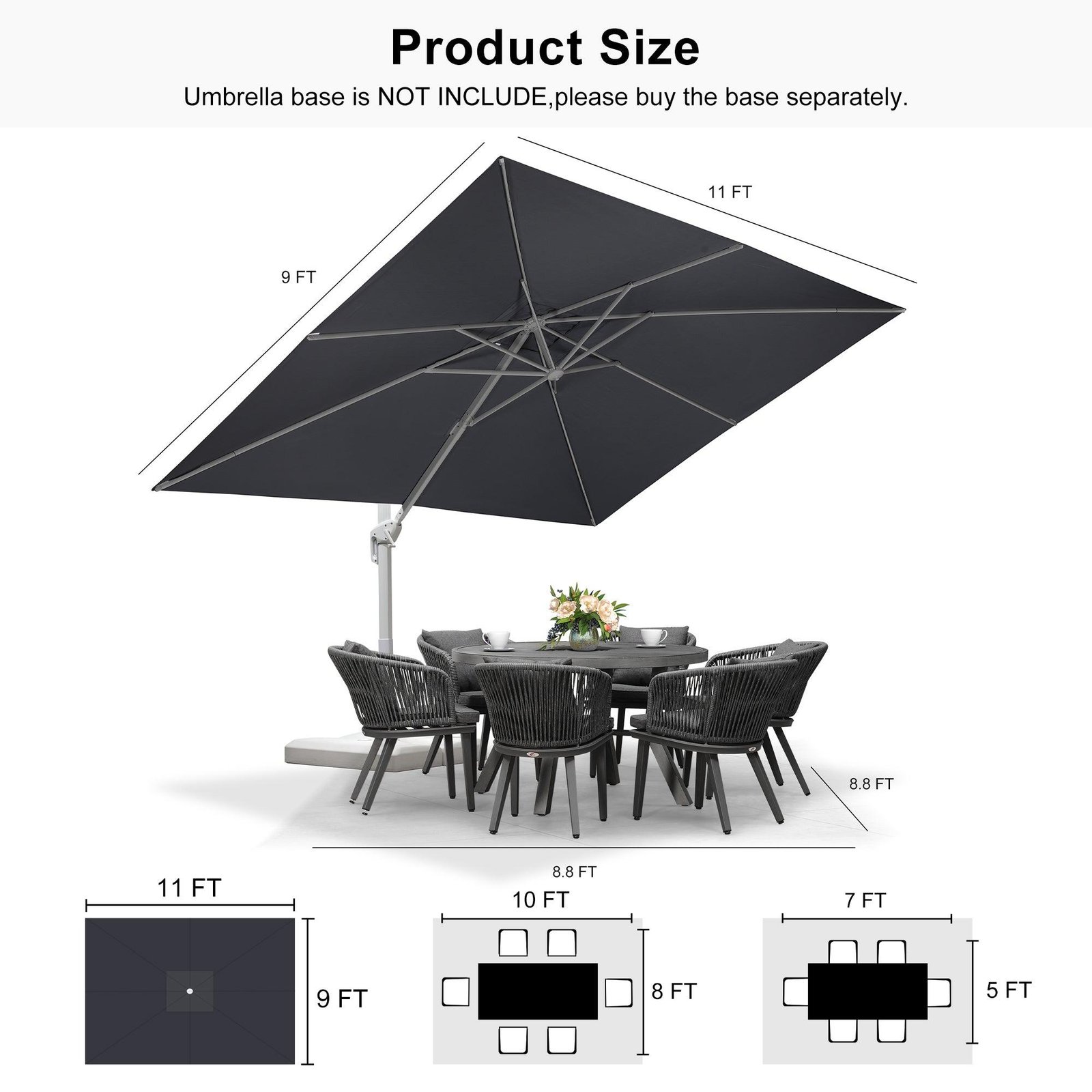 Morden White Outdoor Umbrella Premium Aluminum Patio Cantilever Pool Sun Umbrellas - Image 159